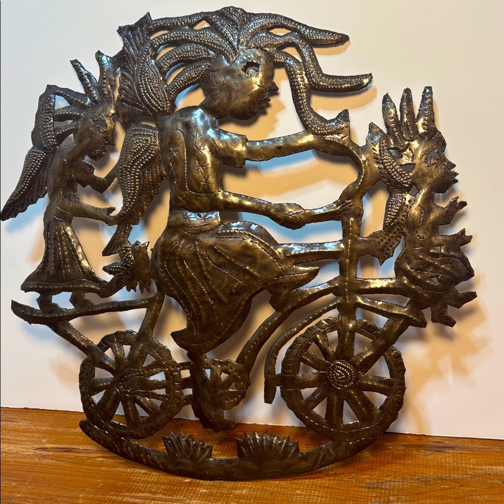 Haitian metal Folk Wall Art, hand-chiseled from a recycled steel oil drum